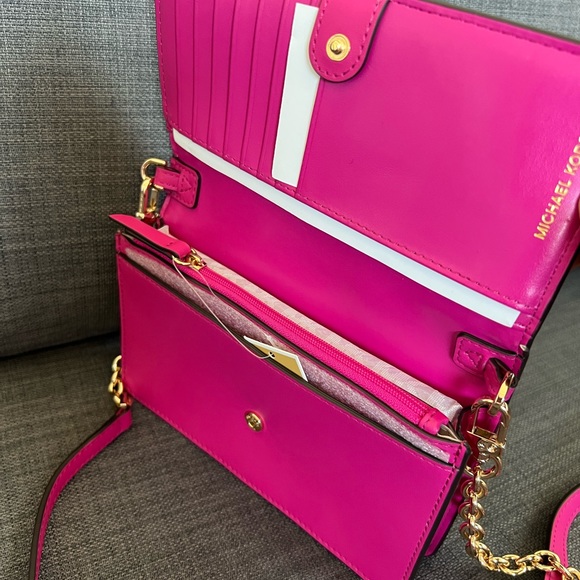 NWT MICHAEL KORS JET SET CHARM SMALL PHONE CHAIN CROSSBODY BAG CLUTCH - Picture 5 of 11